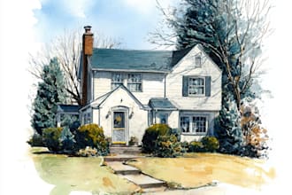 paint custom digital watercolor house, home building portrait illustrations