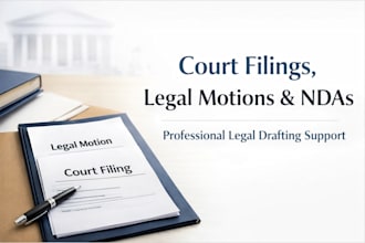 prepare court filing documents, legal motion, appellate briefs, lawsuit, nda