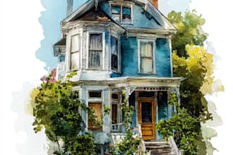 paint watercolor house portrait