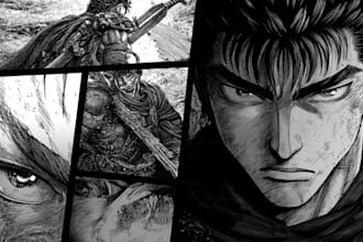 draw custom dark berserk style art in high quality