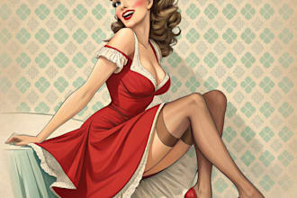 design pin up girl and pin up illustration