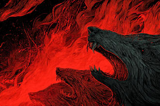 create detailed dark art illustrations for bands and merch