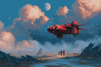 illustrate cinematic sci fi artwork in resolution