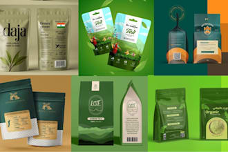 do premium coffee packaging, coffee bag, tea packaging, label design