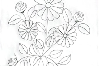 draw hand drawn pencil floral illustration