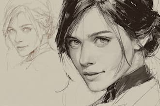 sketch your portrait in detailed line art style