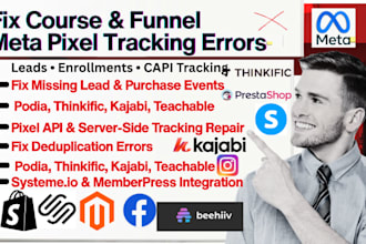 fix podia facebook pixel missing leads thinkific funnels firing tracking events