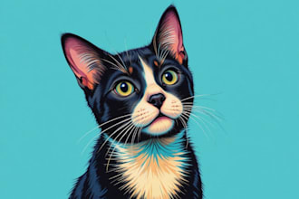 draw pop art dog cat pet portrait