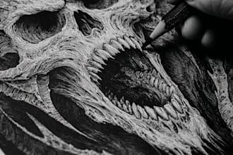 draw dark metal art illustration