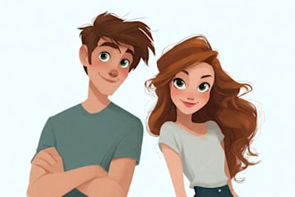 create cartoon disney couple portrait