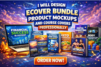 design ecover bundle, mockups and course cover professionally