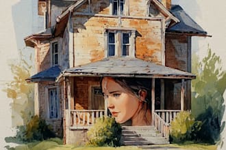 paint your home, building, or house into watercolor portrait