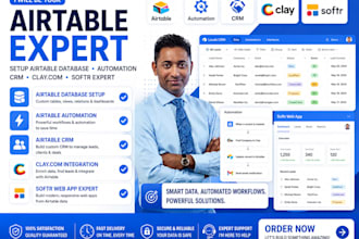 setup airtable database, airtable automation, airtable CRM clay com softr