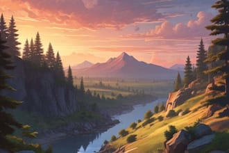 create a beautiful anime background illustration