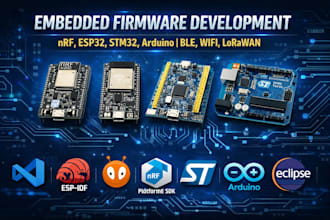develop custom embedded firmware and iot systems for esp32, stm32, nrf, arduino