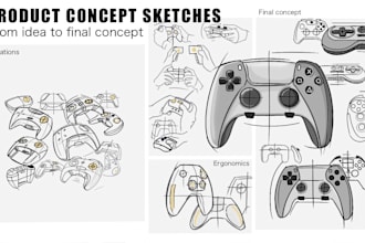 develop product concept sketches for startups, pitches, and presentations