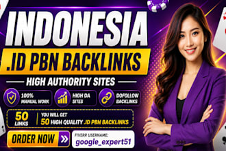 create 50 powerful indonesia id backlinks best rank
