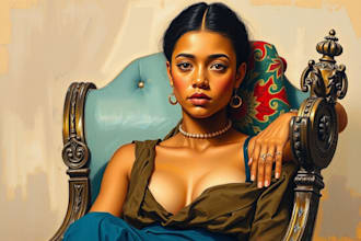 paint chair oil painting acrylic painting of portrait
