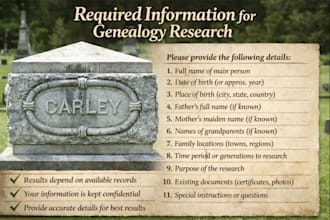 perform expert genealogy research to uncover your family history build your