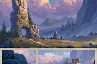 make a fantasy environment, landscape illsutration design