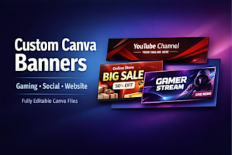 design custom canva banners and gaming banners for your brand