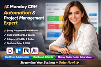 do monday CRM automation project management dashboard workflow clickup trello