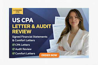 write US CPA letter, sign, audit review financial statement, comfort letter ptin
