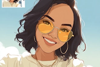 draw cartoon vector portrait with your face