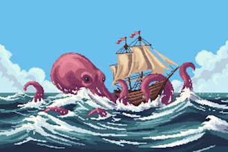 draw pixel art scene and background for your game