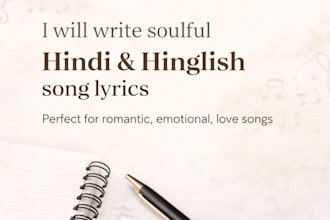 l will write soulful hindi hinglish song lyrics