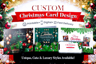 beautiful christmas card design, custom festive greeting cards