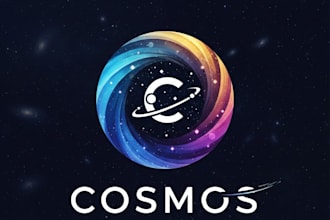 design a futuristic and creative cosmos logo for your brand