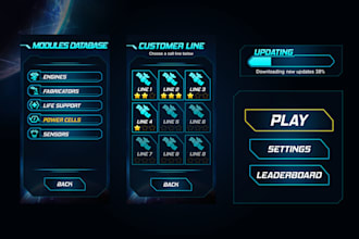 create unreal engine UI, unity game UI UX, menus hud, inventory for moblie PC