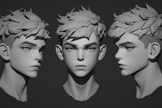 sculpt realistic 3d head, 3d face, 3d bust, 3d full body for 3d printing