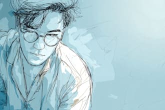 make a sketch with scribbles and watercolor