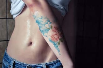 create a beautiful watercolor flowers tattoo design for you