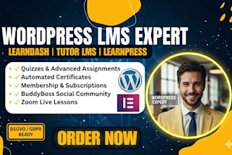 design wordpress lms website learndash tutor lms learnpress online course portal