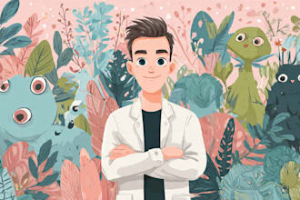 draw a cute and funny cartoon illustration