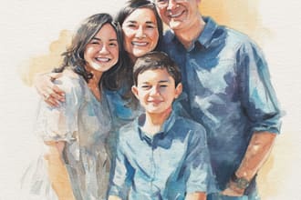 create a watercolor family portrait