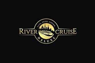 design an elegant innovative logo for river cruise deluxe