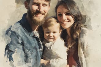 custom watercolor family portrait from photo