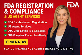 handle fda registration, US agent services, otc listing and label compliance