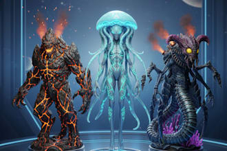 design 3d monster, alien and creature character models