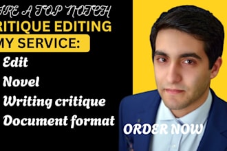 expert novel editing, critique and document formatting