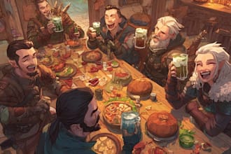paint custom dnd party portraits and group art