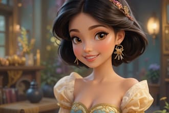 do cute disney cartoon portrait