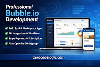 develop a bubble io marketplace or saas mvp with workflows and api integrations