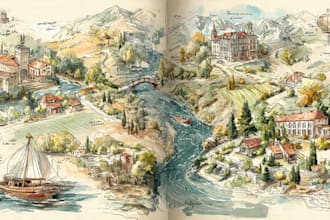 sketch watercolors custom illustrated maps in procreate