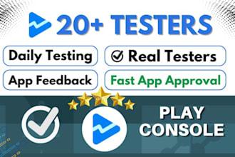 provide real 20 app tester, android game tester, google play console