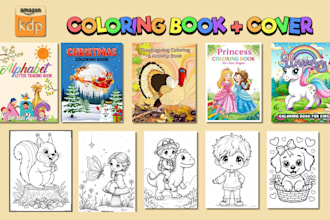 do KDP kids coloring book, KDP coloring book cover design KDP kids activity book